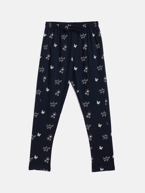 

DREAMZONE Girls Blue Printed Cotton Track Pants