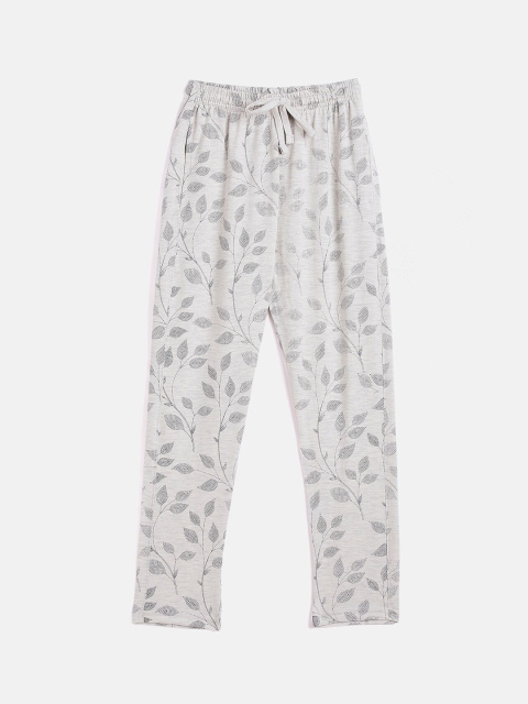 

DREAMZONE Girls Grey Printed Cotton Track Pants