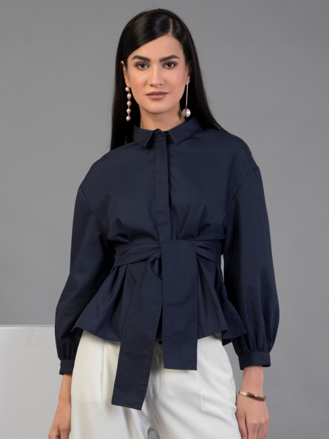

FabAlley Blue Shirt Style Neck Top