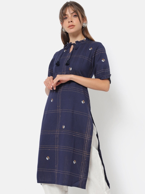 

Saaki Women Blue Striped Kurta