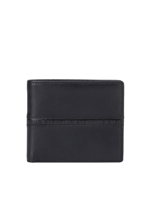 

Da Milano Men Black Textured Leather Two Fold Wallet