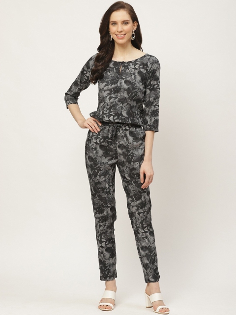 

Cottinfab Charcoal Grey & Black Printed Basic Jumpsuit