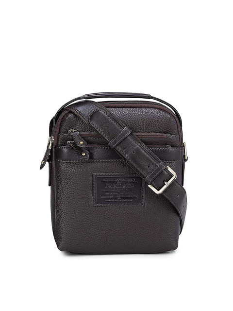 

Da Milano Men Brown Textured Messenger Bag