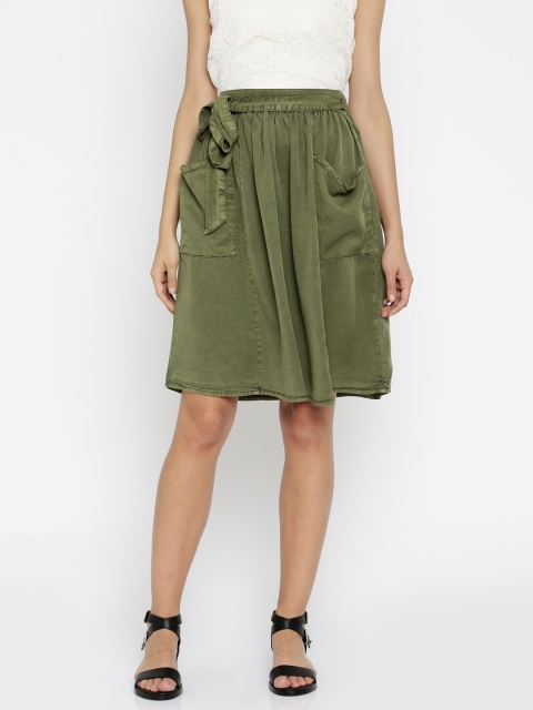

Vero Moda Olive Green Flared Skirt