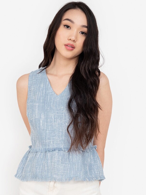 

ZALORA BASICS Blue Ruffles Peplum Top