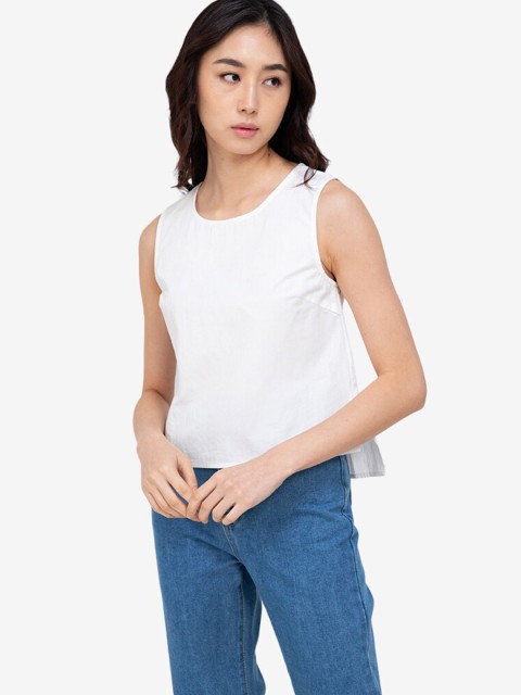 

ZALORA BASICS White Pure Cotton Solid Top
