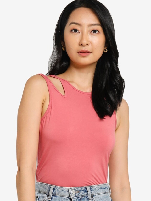 

ZALORA BASICS Pink Solid Regular Tank Top