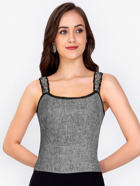 

ZALORA WORK Women Grey & Black Tank Top
