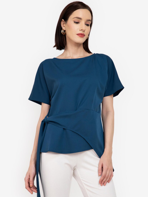 

ZALORA WORK Women Green Solid Extended Sleeves Top