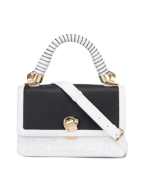 

Da Milano Black Colourblocked Leather Structured Satchel