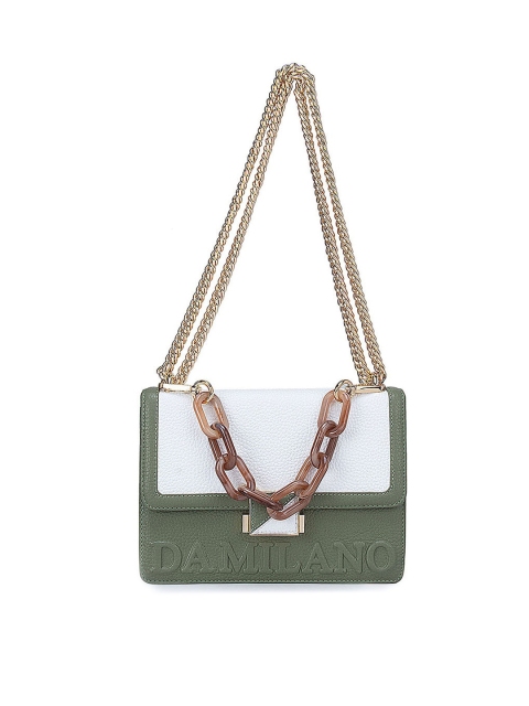 

Da Milano White and Matcha Green Leather Sling Bag