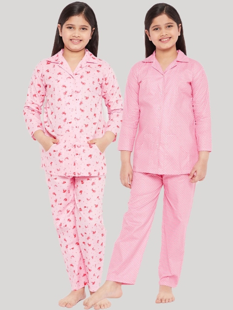 

KYDZI Girls Pink Printed Night suit