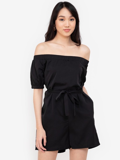 

ZALORA BASICS Black Off-Shoulder Jumpsuit
