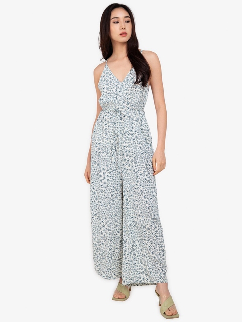 

ZALORA BASICS White Printed Basic Jumpsuit