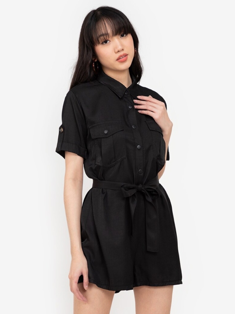 

ZALORA BASICS Black Chambray Jumpsuit
