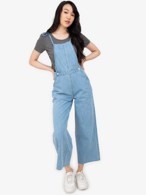 

ZALORA BASICS Blue Tie Up Cotton Denim Dungarees