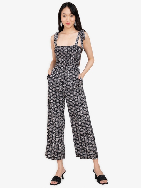 

ZALORA BASICS Black Printed Basic Jumpsuit