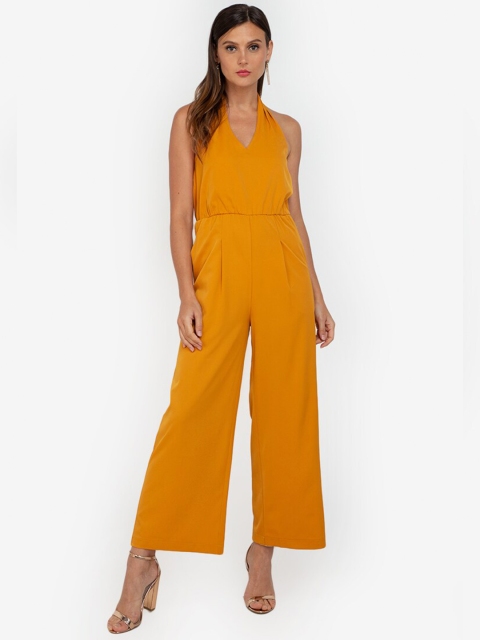 

ZALORA OCCASION Mustard Halter Neck Basic Jumpsuit