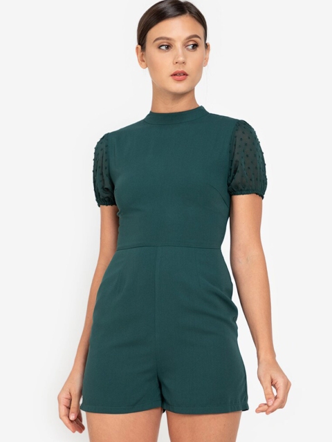 

ZALORA OCCASION Teal Green Puff Sleeves Playsuit