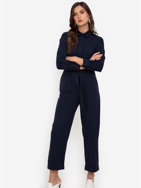 

ZALORA WORK Navy Blue Basic Jumpsuit