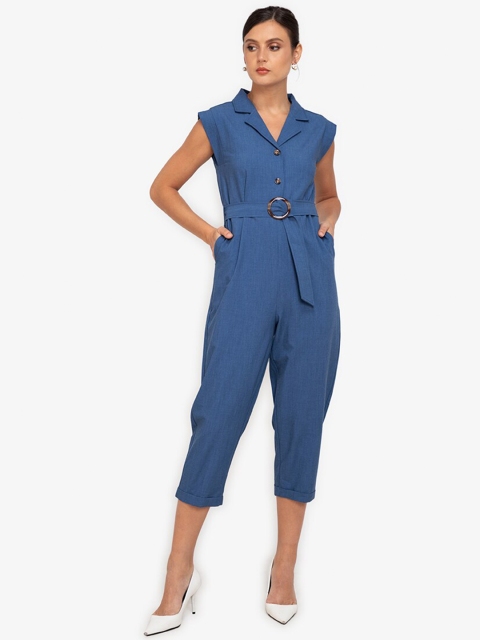 

ZALORA WORK Blue Capri Jumpsuit