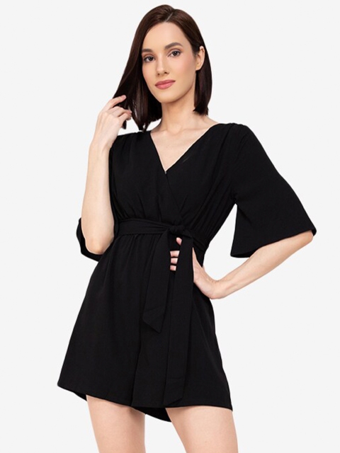 

ZALORA WORK Women Black Solid Wrap Playsuit
