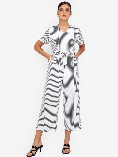 

ZALORA WORK White & Black Striped Culotte Jumpsuit