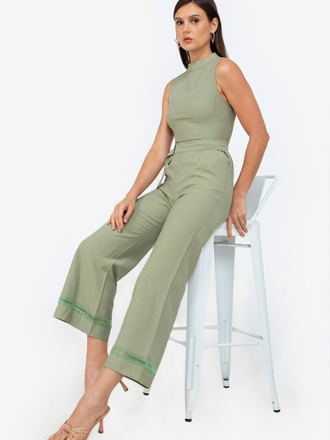 

ZALORA WORK Olive Green Basic Jumpsuit