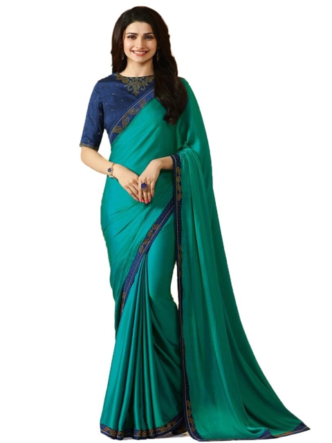 

VILAM Green & Blue Pure Georgette Saree