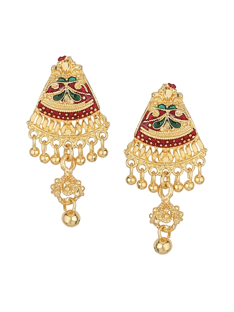 

Goldnera Gold-Toned Peacock Shaped Drop Earrings