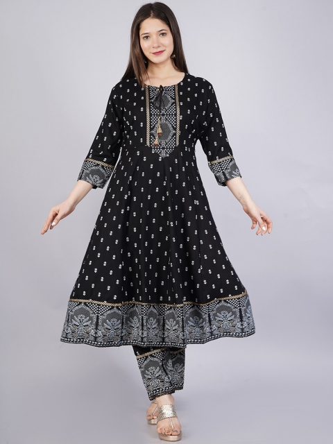 

SBR BABA KURTI Women Black Ethnic Motifs Printed Kurta with Trousers & With Dupatta