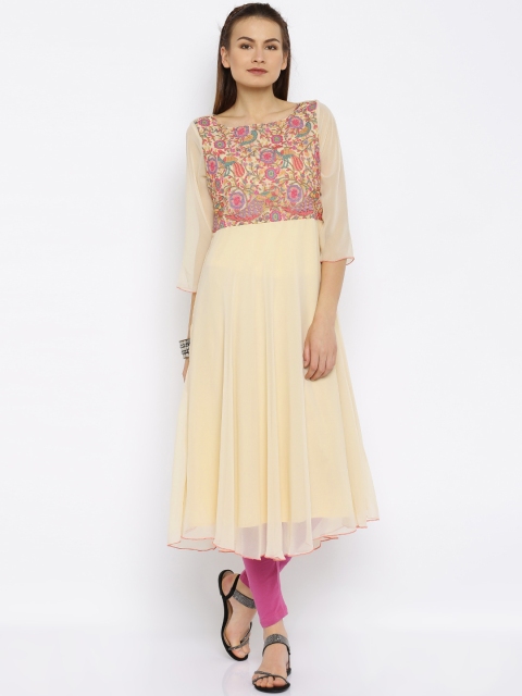 

Melange by Lifestyle Women Beige Yoke Design Anarkali Kurta