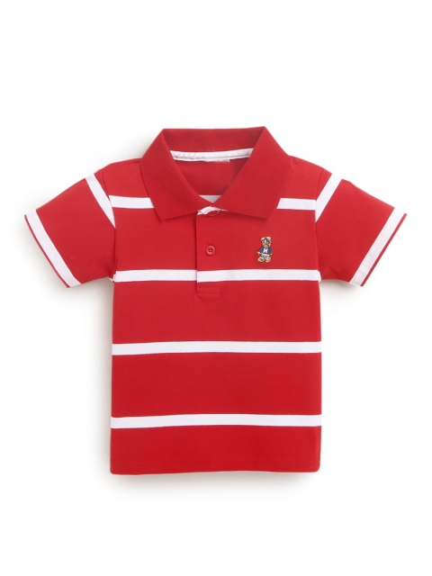 

Hopscotch Boys Red Striped Polo Collar Applique T-shirt
