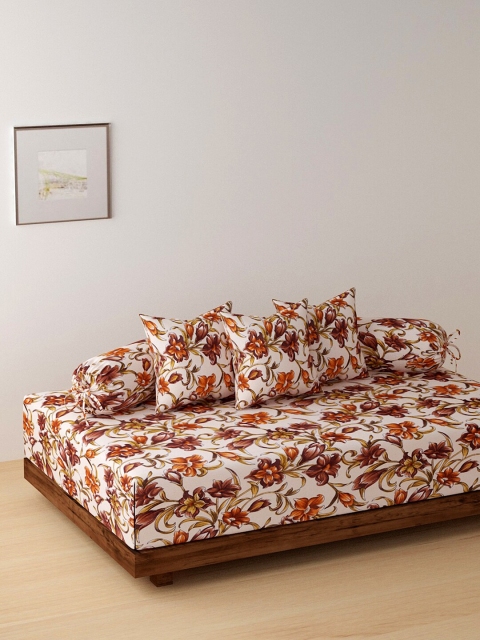 

Dhrohar Set of 6 Beige & Brown Floral Printed Diwan Set
