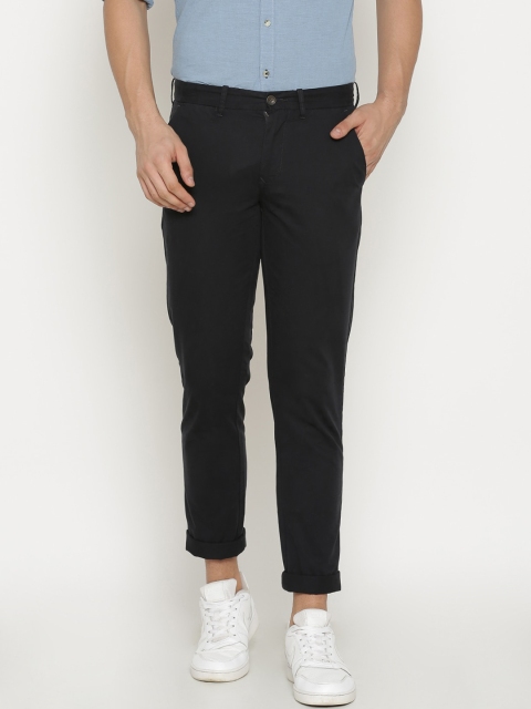 

t-base Men Navy Blue Straight Fit Easy Wash Chinos Trousers