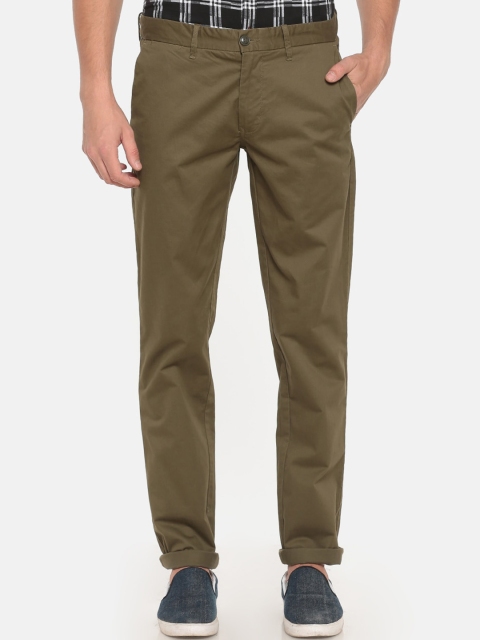 

t-base Men Green Tapered Fit Easy Wash Trousers