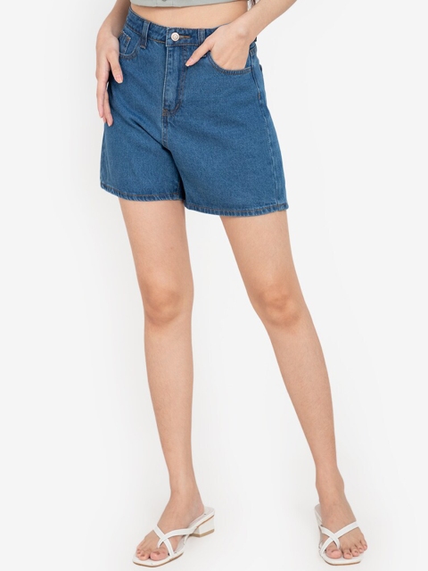 

ZALORA BASICS Women Blue High-Rise Shorts
