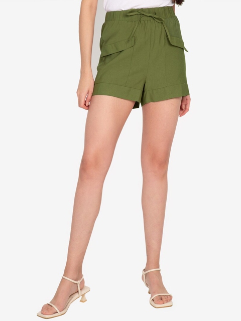 

ZALORA BASICS Women Green High-Rise Shorts