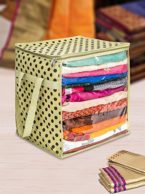 

prettykrafts Olive-Green & Black Printed Saree Organiser
