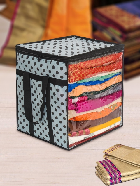 

prettykrafts Pack Of 2 Grey Printed Saree Cover With Transparent Window