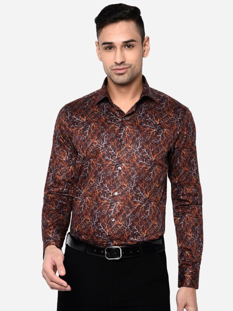 

WYRE Men Brown Slim Fit Printed Formal Shirt