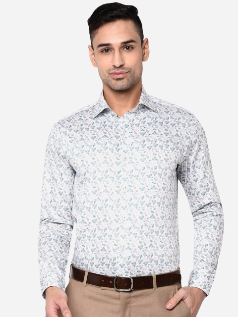 

WYRE Men White Slim Fit Printed Pure Cotton Formal Shirt