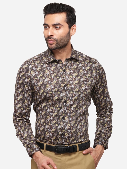 WYRE Men Brown Slim Fit Floral Printed Formal Shirt