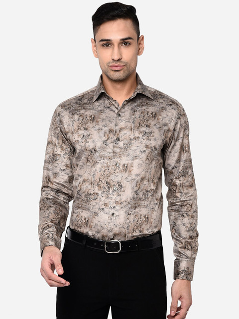 

WYRE Men Grey Slim Fit Floral Printed Formal Shirt
