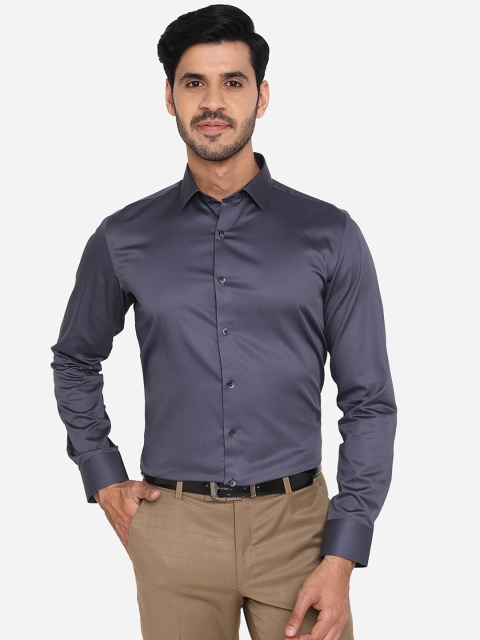 

WYRE Men Grey Slim Fit Pure Cotton Formal Shirt