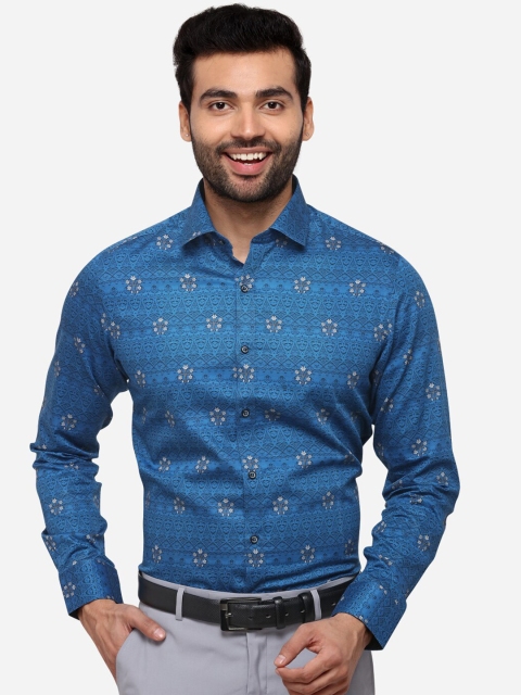 

WYRE Men Blue Slim Fit Floral Printed Formal Shirt