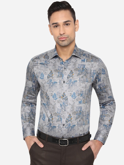 

WYRE Men Grey Slim Fit Floral Printed Formal Shirt
