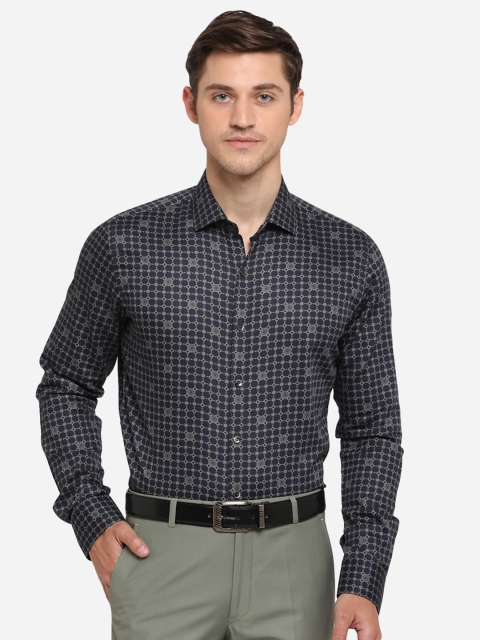 

WYRE Men Blue Slim Fit Checked Pure Cotton Formal Shirt