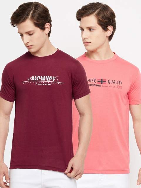 

FirstKrush Men Maroon & Peach-Coloured Typography 2 Printed T-shirt
