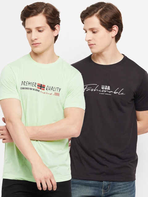 

FirstKrush Men Green & Black Typography 2 Printed T-shirt